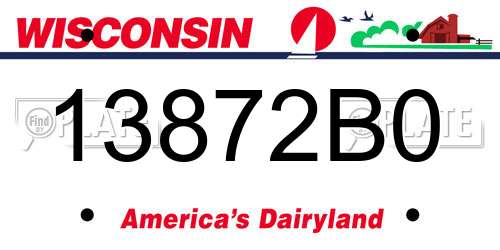 13872B0 Wisconsin License Plate