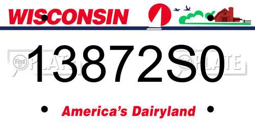 13872S0 Wisconsin License Plate