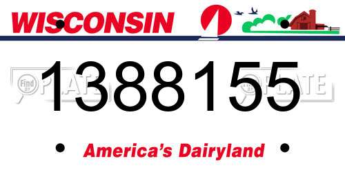 1388155 Wisconsin License Plate