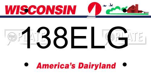 138ELG Wisconsin License Plate