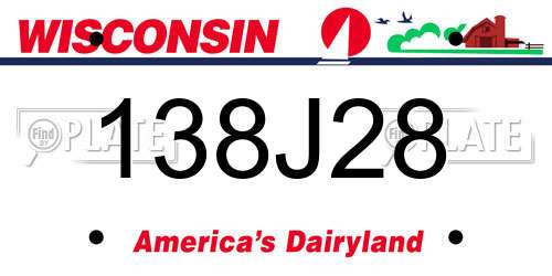 138J28 Wisconsin License Plate