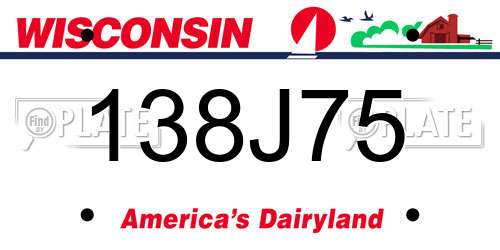 138J75 Wisconsin License Plate