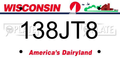 138JT8 Wisconsin License Plate