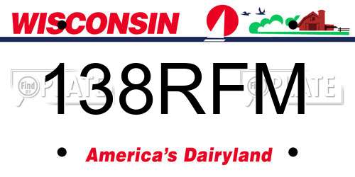 138RFM Wisconsin License Plate