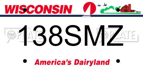 138SMZ Wisconsin License Plate