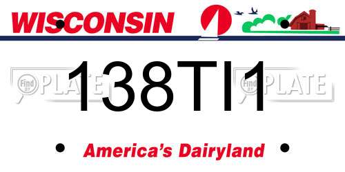 138TI1 Wisconsin License Plate