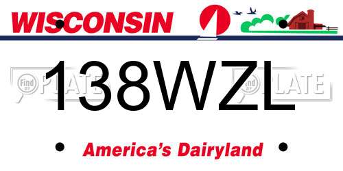 138WZL Wisconsin License Plate