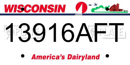 13916AFT Wisconsin License Plate