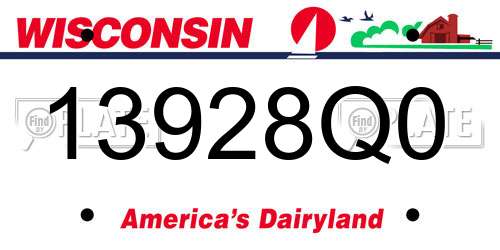 13928Q0 Wisconsin License Plate