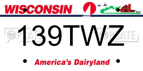 139TWZ Wisconsin License Plate