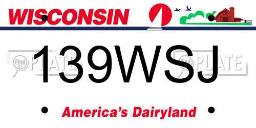 139WSJ Wisconsin License Plate