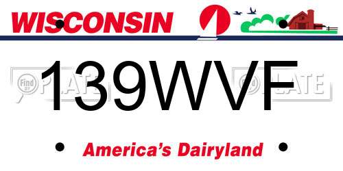 139WVF Wisconsin License Plate