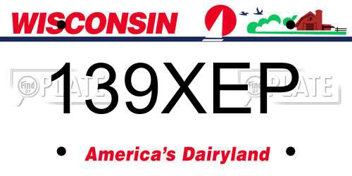 139XEP Wisconsin License Plate
