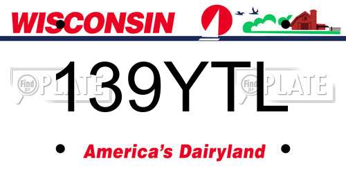 139YTL Wisconsin License Plate