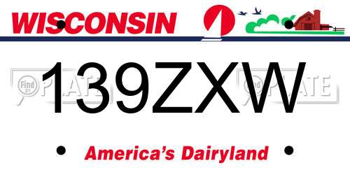139ZXW Wisconsin License Plate
