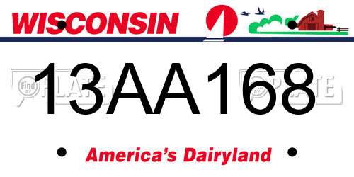 13AA168 Wisconsin License Plate