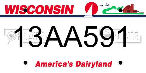 13AA591 Wisconsin License Plate