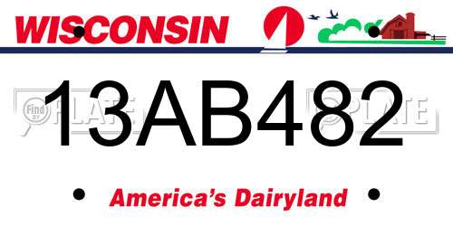 13AB482 Wisconsin License Plate