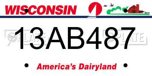 13AB487 Wisconsin License Plate