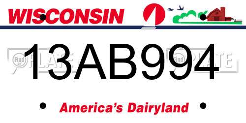 13AB994 Wisconsin License Plate