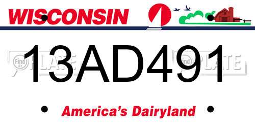 13AD491 Wisconsin License Plate