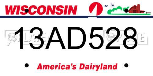 13AD528 Wisconsin License Plate