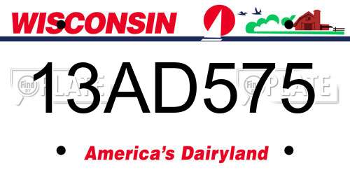 13AD575 Wisconsin License Plate