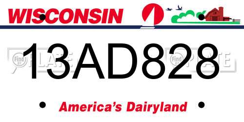 13AD828 Wisconsin License Plate