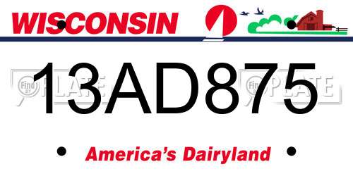 13AD875 Wisconsin License Plate