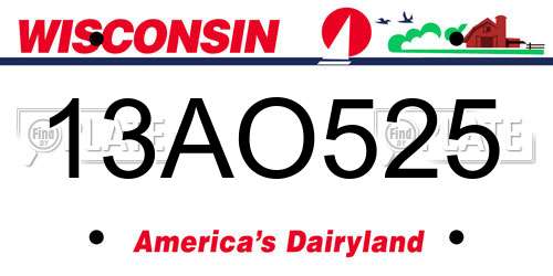 13AO525 Wisconsin License Plate