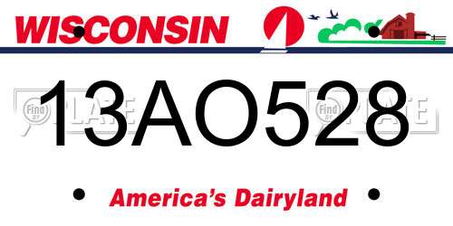 13AO528 Wisconsin License Plate