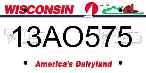 13AO575 Wisconsin License Plate