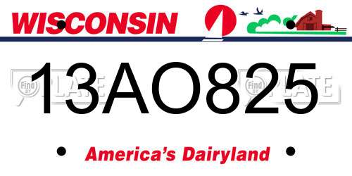 13AO825 Wisconsin License Plate