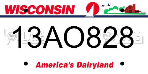 13AO828 Wisconsin License Plate