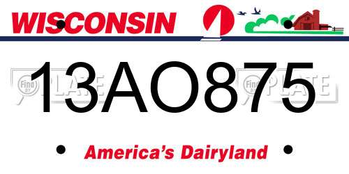 13AO875 Wisconsin License Plate