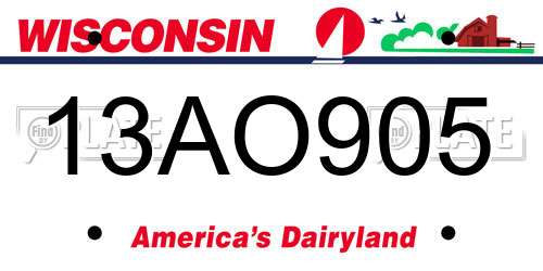 13AO905 Wisconsin License Plate