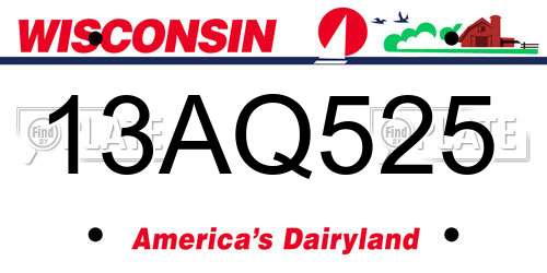 13AQ525 Wisconsin License Plate