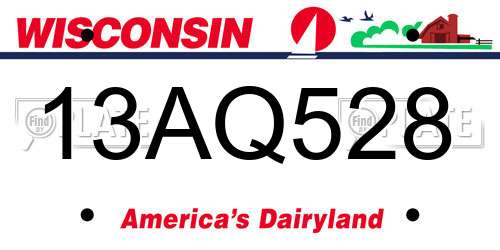 13AQ528 Wisconsin License Plate