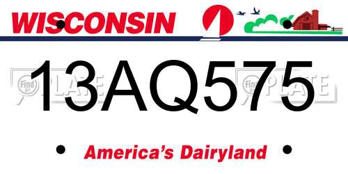 13AQ575 Wisconsin License Plate