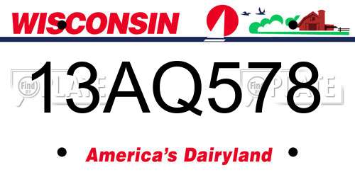 13AQ578 Wisconsin License Plate