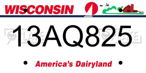 13AQ825 Wisconsin License Plate