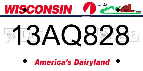 13AQ828 Wisconsin License Plate