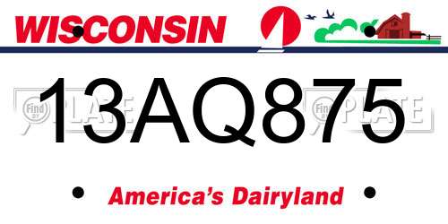 13AQ875 Wisconsin License Plate