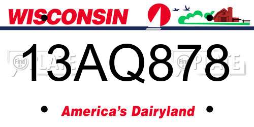 13AQ878 Wisconsin License Plate