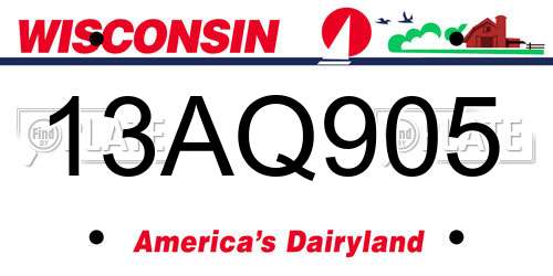13AQ905 Wisconsin License Plate