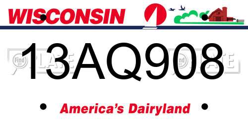 13AQ908 Wisconsin License Plate