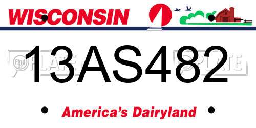 13AS482 Wisconsin License Plate