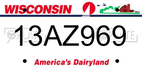 13AZ969 Wisconsin License Plate