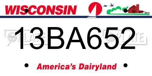 13BA652 Wisconsin License Plate