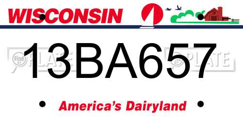 13BA657 Wisconsin License Plate